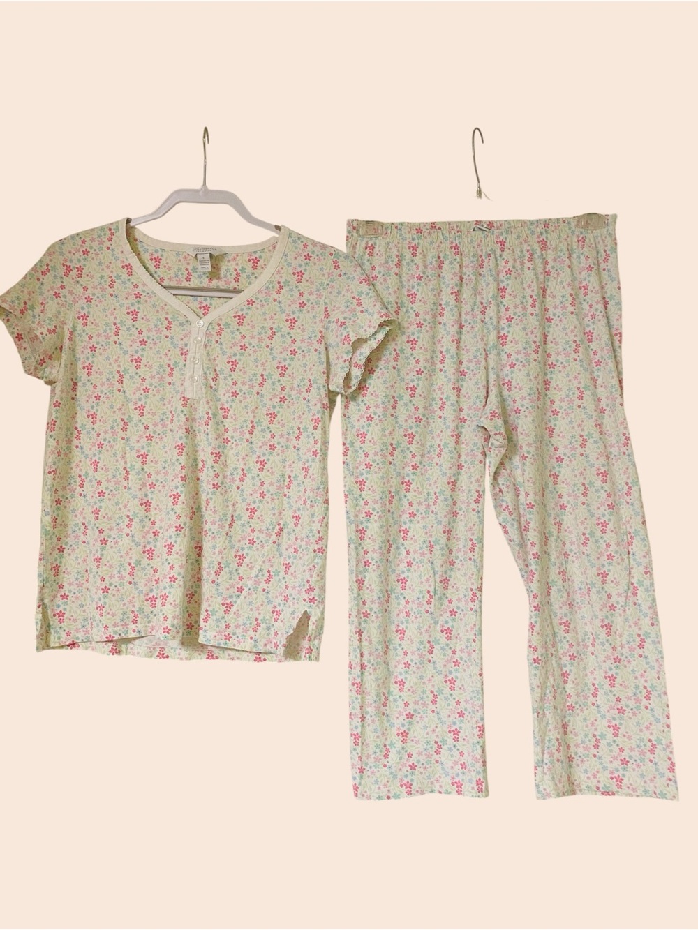 Charter Club Floral Pajama Set- Short Sleeve Top W/Capris NWOT